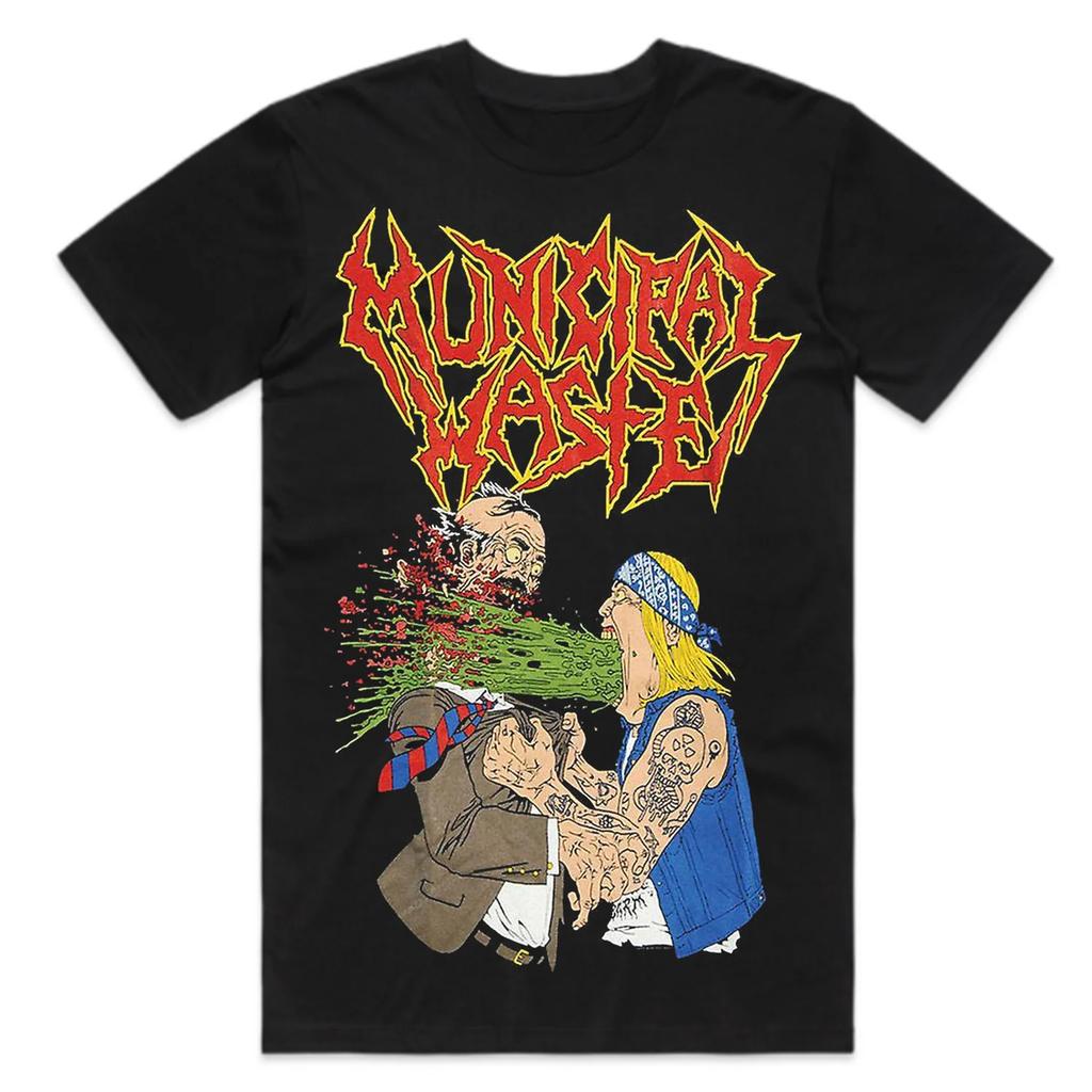 Municipal Waste Band Graphic Cotton Tshirt Unisex Unisex Women Short Sleeve Vintage Brand Retro Tee Streetwear Unisex
