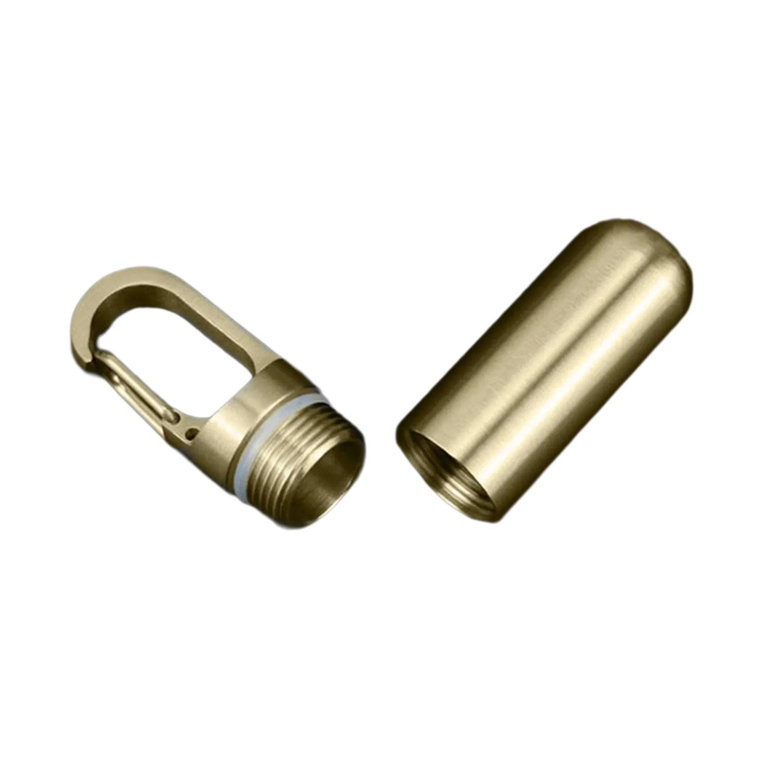

Travel Friendly Keychain Pill Holder Lightweight Outdoor Travel Pill Case Keychain Compact Brass Hanging Medicine Box
