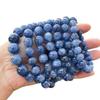 5A Natural Brazilian Blue Crystal Round Bead Bracelet for Men & Women - High-End Feel Jewelry Accessory.
