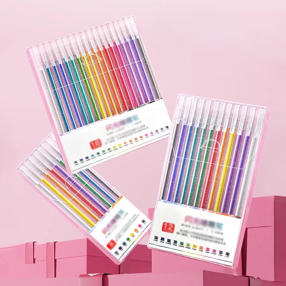 8/12Color glitter gel pen, color neutral pen, fluorescent marker pen, student specific marker pen