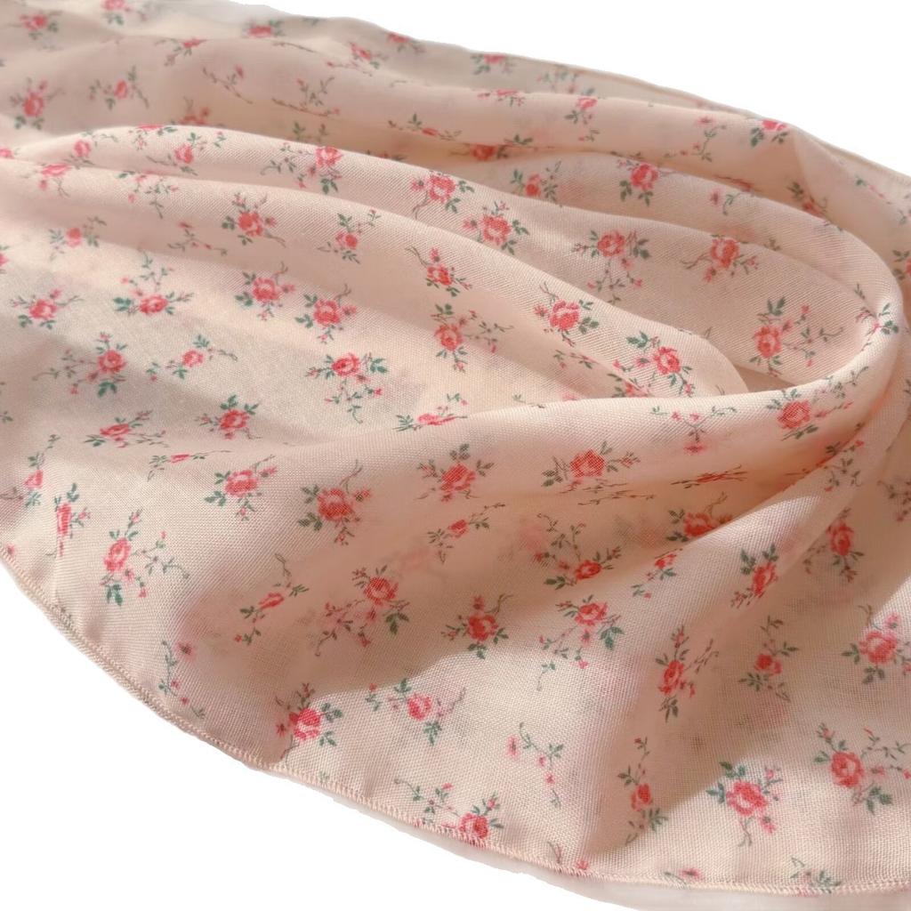 Cotton and linen small square scarf 11 * 11cm silk scarf square scarf polka dot silk scarf ribbon accessories thin soft high-end silk scarf