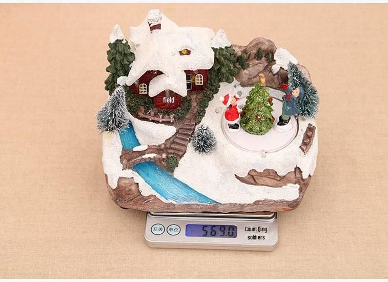 Musical Rotating Christmas Resin Snow Scene Ornament