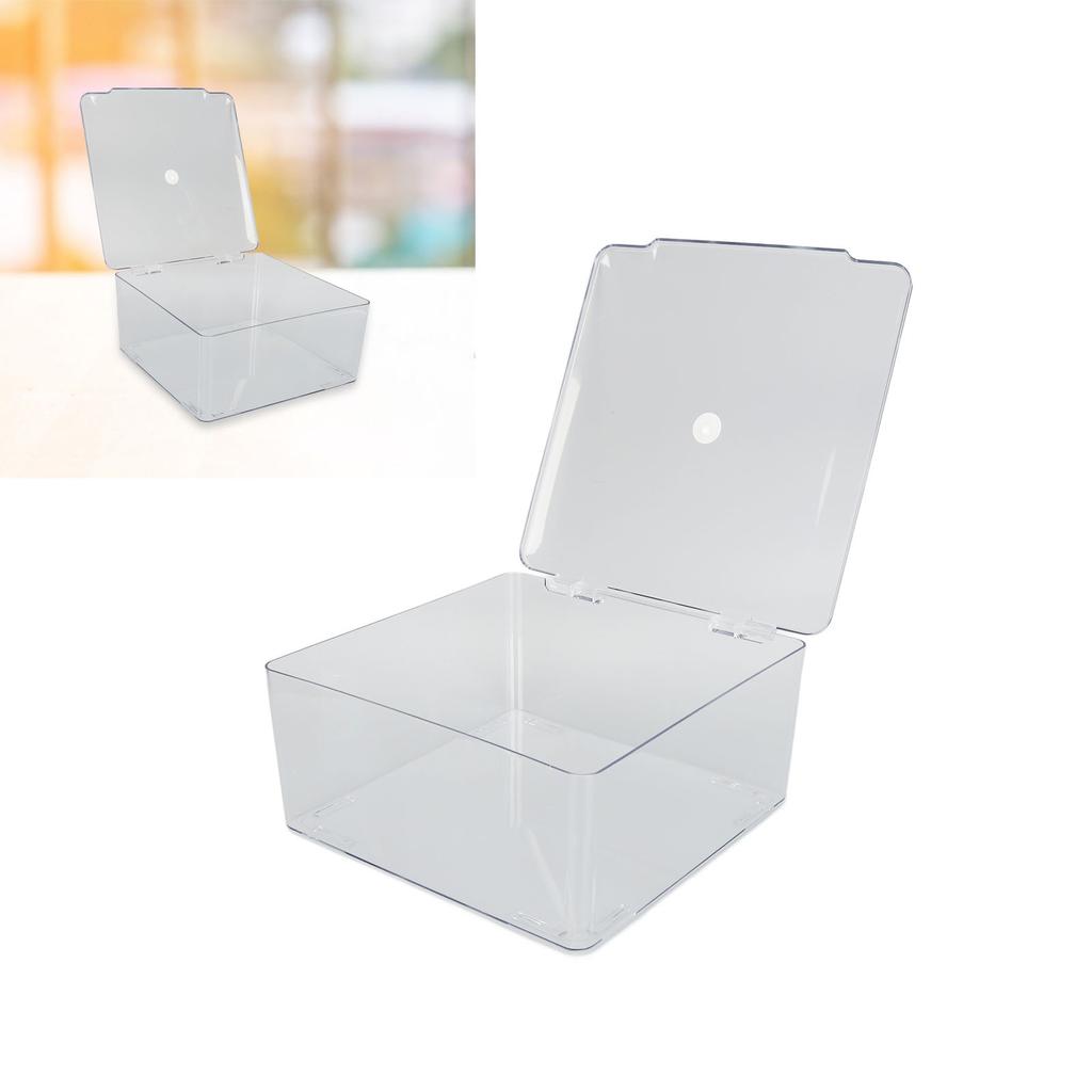 Cosmetic Storage Box Containers with Hinged Lid Dust Proof Large Capacity Space Saving Clear Plastic Case