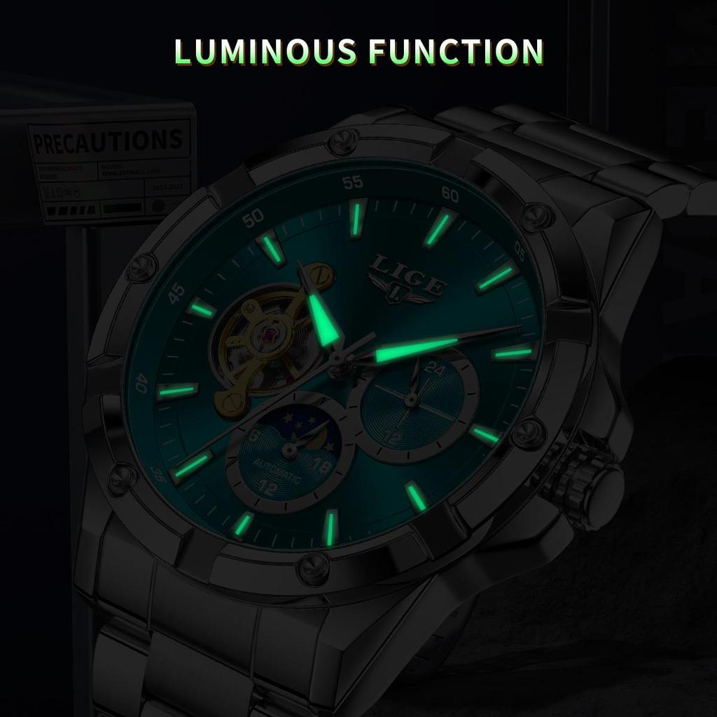 LIGE New Tourbillon Automatic Watches For Men Fashion Business Watch Men Luxury Sports Waterproof Men's Mechanical Watch
