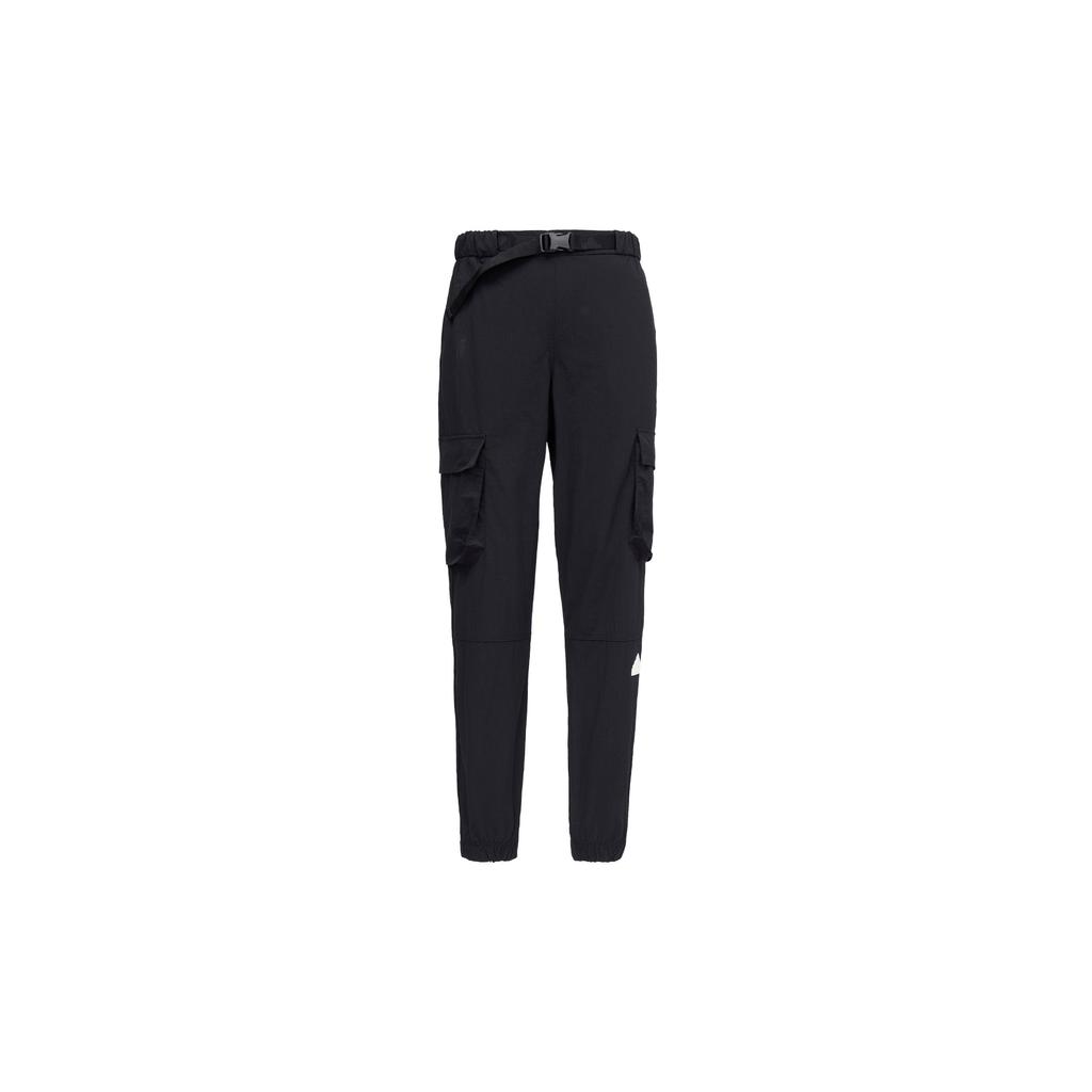 adidas Casual Sports Capsule Series Logo Print Multi-Pocket Cargo Pants Women Bottoms Black HM2906