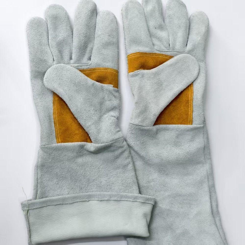 Cowhide Heat Resistant Gloves Durable Thick Leather Gloves Protective Gloves  Welding Work