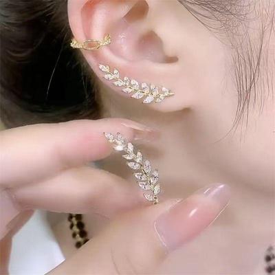 2025 Chic Zircon Wheat Ear Earrings: Luxe Design Ear Clips for Women