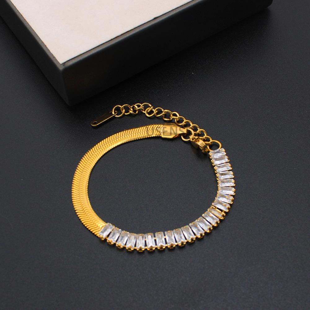 Zircon Snake Bone Chain Necklace: Women s Hip Hop Style, High-End Gold-Plated Stainless Steel, YS75.
