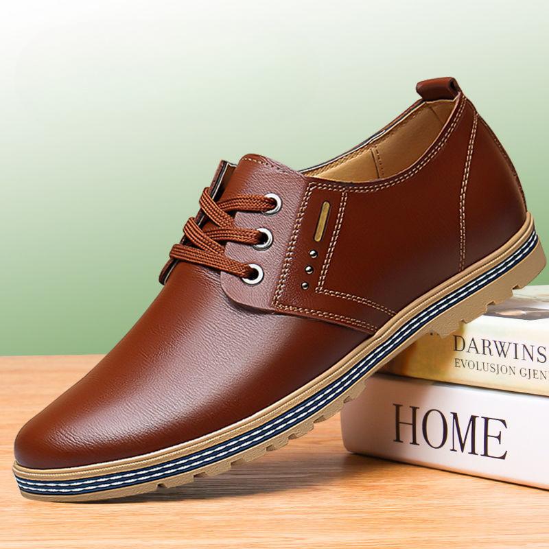 Mode Britisches Rindsleder Business Herren Kleiderschuhe Frühling Herbst Weiche Sohle Samt Erhöhungsschuhe Mann Mode Lässige Slipper Herren