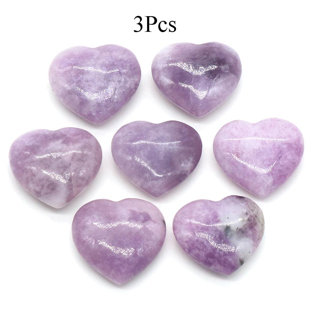 3Pcs, Assorted Natural Crystal Heart Stones Bulk Polished Healing Crystal Hearts for DIY Jewelry, Meditation, Reiki & Valentine's Day Gifts