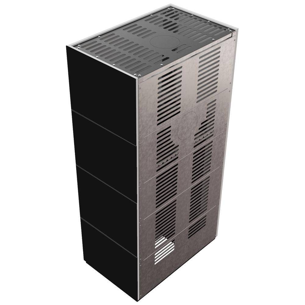 Modular fireplace KRATKI FLOKI BOX 8 kW Ø 160 quartz sinter NERO ASSOLUTO