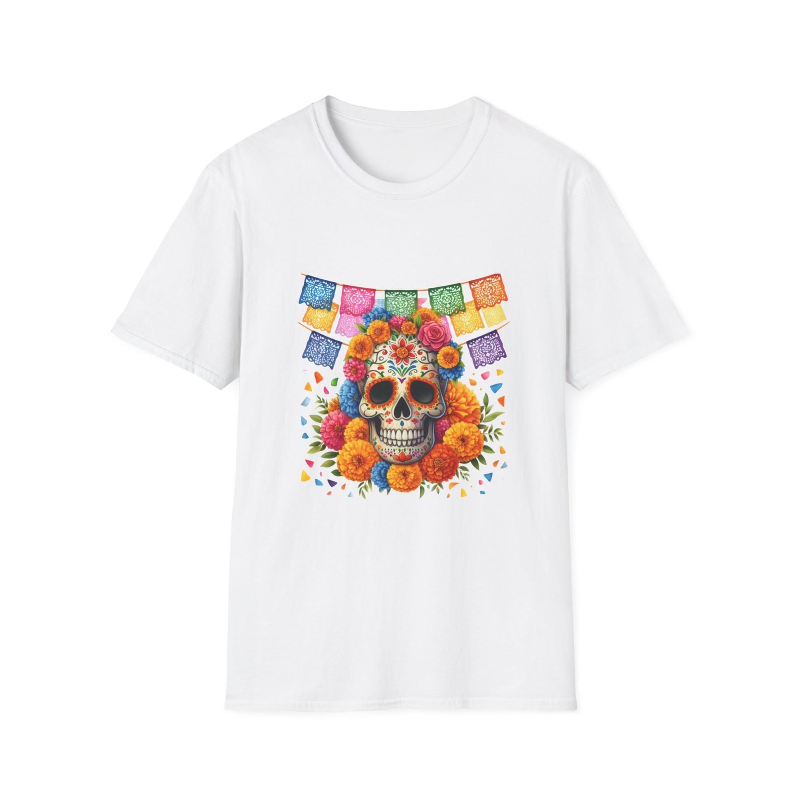 Day of the Dead Skull T-Shirt, Floral Graphic Tee, Unisex Halloween Shirt S