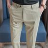 High-quality men's casual nine-point pants, small straight slim-fitting pants, trousers containing mulberry silk Lai versatile pants
