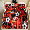 Multisize Football Theme Red Background Blanket Warm Soft Luxury Gifts for Children Adults Suitable for Home Sofa Bed Travel RV