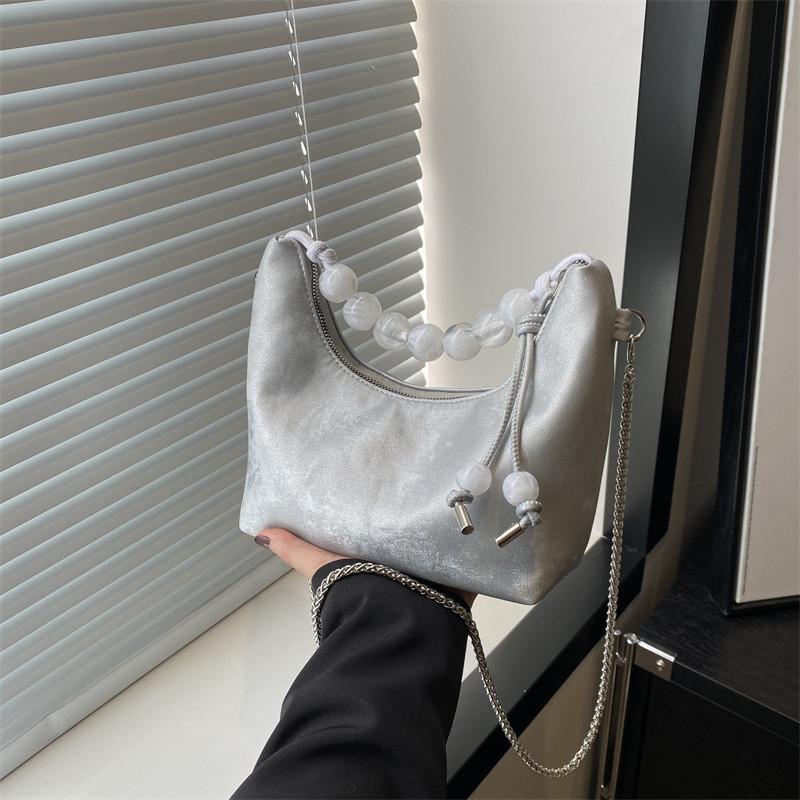 Elegante Schwarze Perlen-Bestickte PU-Handtasche Stilvolle Lässige Umhängetasche Für Damen