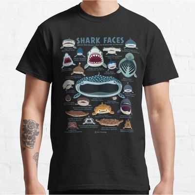 0530 Types of Sharks Gift for Shark Lover Short Sleeve T Shirt Vintage Graphic Tee 100 Cotton Printed Clothes All Size Tops