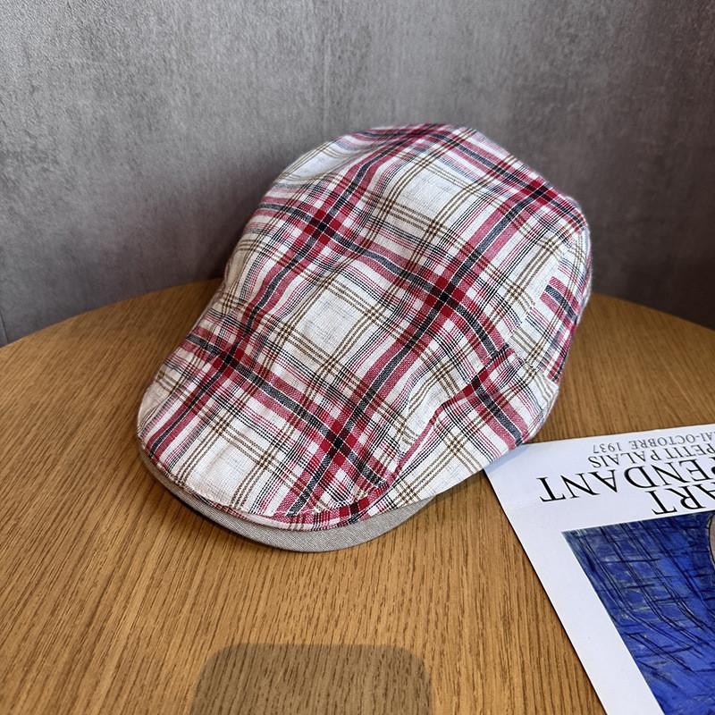 Retro Style Cotton Linen Newsboy Cap With Sun Shield For Spring And Autumn Use