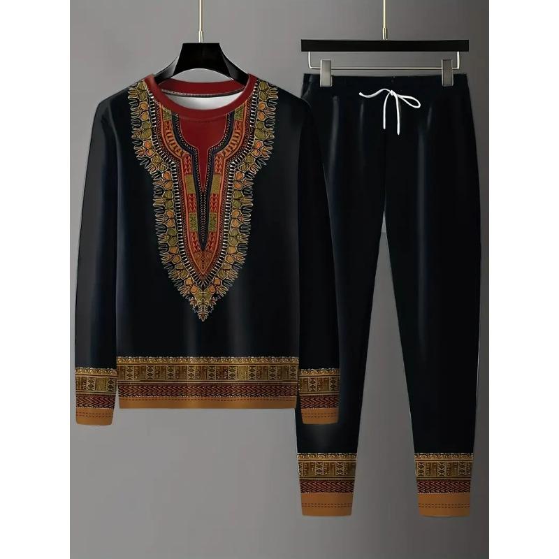 Vintage Trainingsanzug Frühling Übergroßes Set Druck Langarm T-Shirt+Hose Jogger Sportbekleidung Lässig Streetwear 2-teiliger Anzug