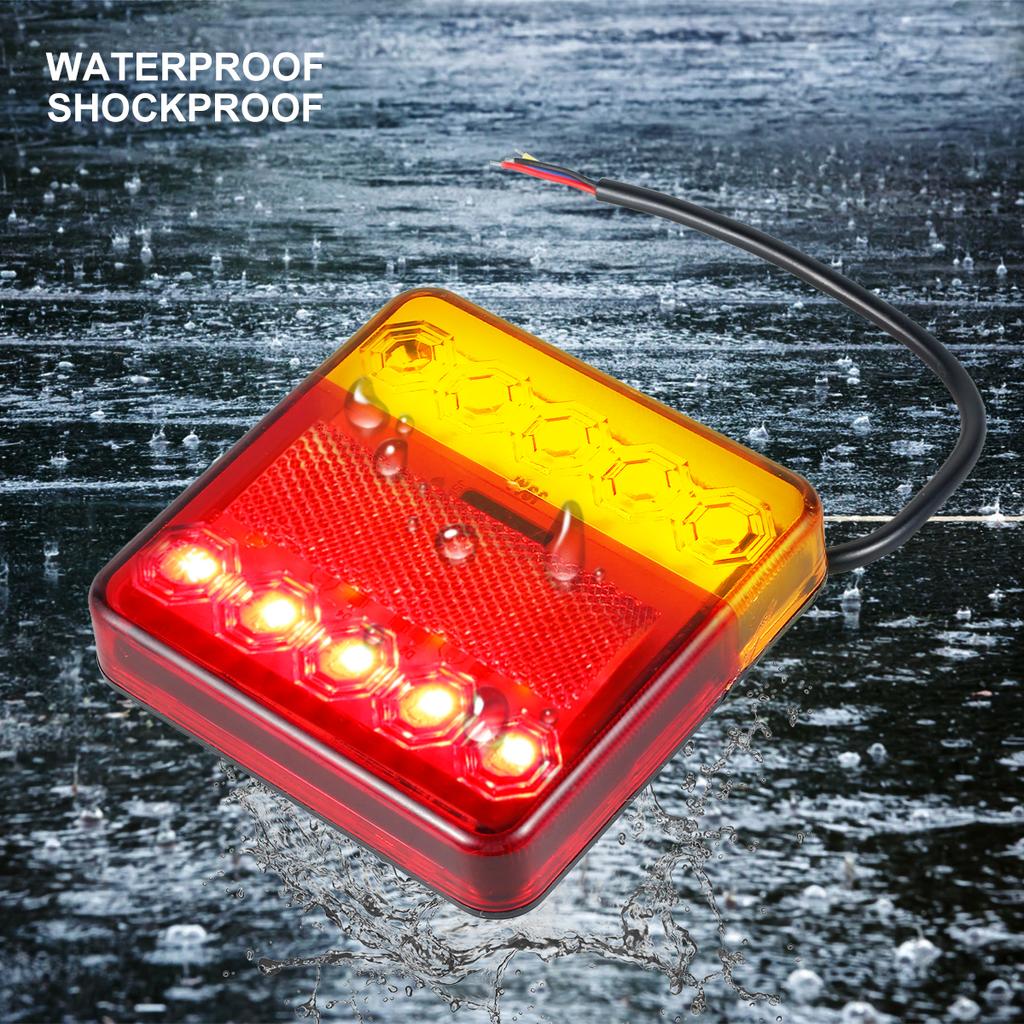 2PCS/Set 12/ 24V LED Trailer Lights Rear Tail Lights Square Tail Stop Indicator Truck Lamp Kit Indicator Stop Light Waterproof