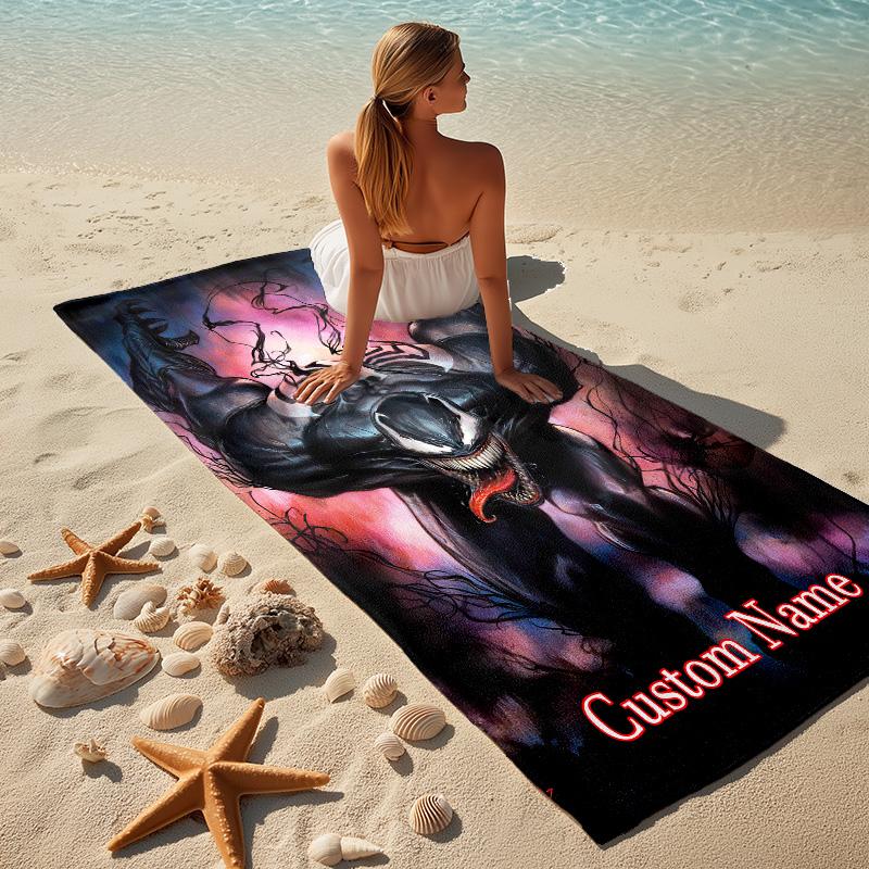 Custom Name Carnage Stylish Digital Printing Beach Towel Quick‑Drying Absorbent Blanket for Beach Pool Gym Travel