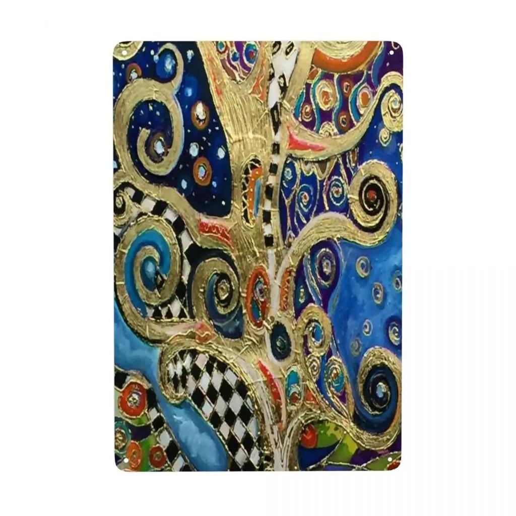 Custom Der Kuss von Gustav Klimt Metallschild Vintage Malerei Kunst Blech Dekorative Schilder Plakette Tor Garten Hof Man Cave Bar Wand