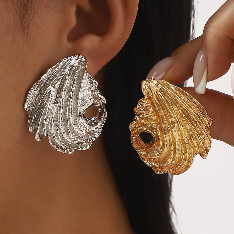 Vintage copper Color Spiral Shaped Irregular Geometric Stud Earrings for Women Creative Metal Wrapped Earring Zircon Gift 2025