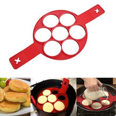 Silikon Pannkakslagg Flera Former 7 Hål Nonstick Bakform Ring Stekta Ägg Formar för Familjematlagning Köksredskap Gadgets