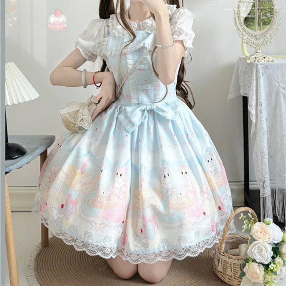 Cat Afternoon Tea Full Lolita Dress Genuine Jsk Strap Lolita Dress Loli  Vestidos Elegantes Para Mujer