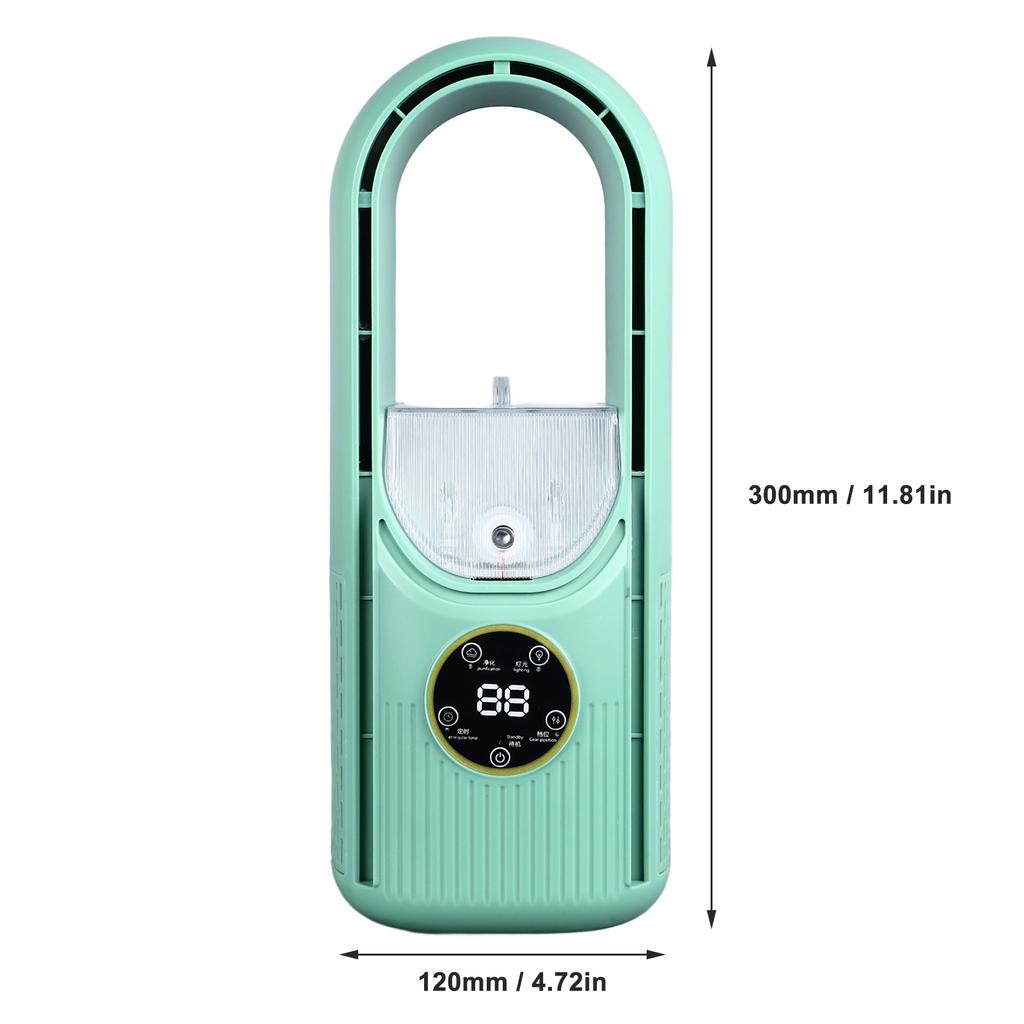 Ventilator ohne Rotorblätter 6 Geschwindigkeitsstufen 100ml Wassertank Leise USB Tisch-Nebelkühlventilator mit Timer Grün