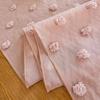 Boho Pink Cheesecloth Table Runner with Pom-Poms -Gauze Rustic Cheese Cloth Romantic Table Cloth with 70 Inch Long for Wedding Party Baby Shower Home