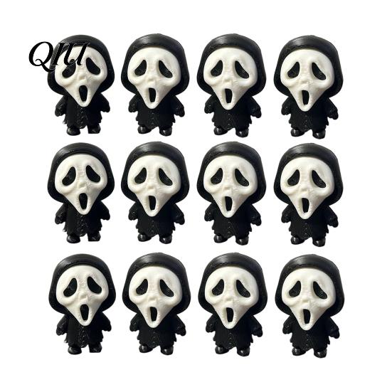 Eye-catching Scary Figurine 3D Printed Scream Ghost Face Ornament, Mini Desktop Statue for Halloween Detailed Table Topper Decoration, Funny Skeleton