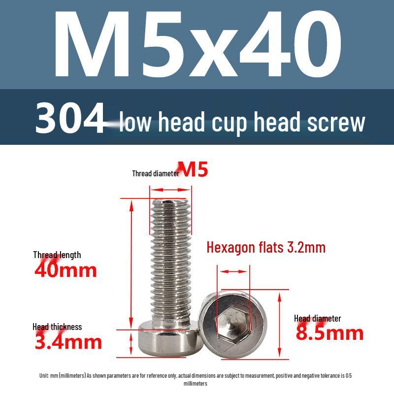 304 Edelstahl Flachkopf Innensechskant Maschinenschrauben M3-M10