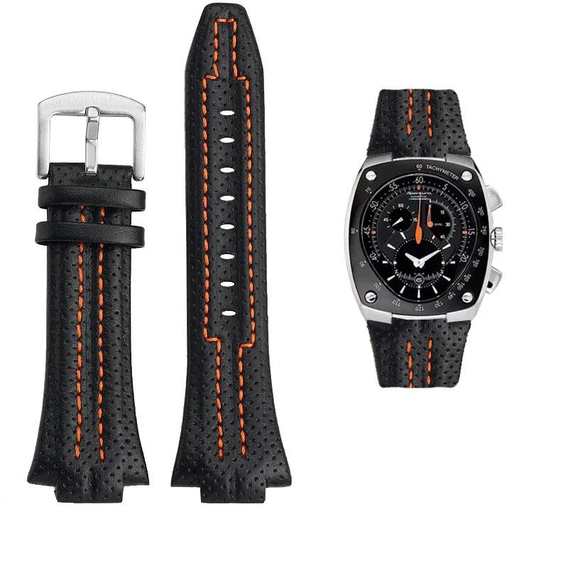 27mmx15Convex mouth For Seiko Sportura SNL029P2-SNL021P1 SNL595P2 SNL017P1 Leather Watch Strap Men's Watchband Bracelet Belt