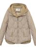 Hooded fake two-piece set, down cotton clothes, women's new winter clothes, short corrugated padded jacket, short young models