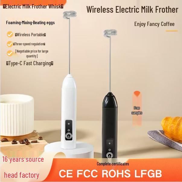 Electric Handheld Milk Frother and Egg Beater - Food Grade Small Mixer for Coffee
