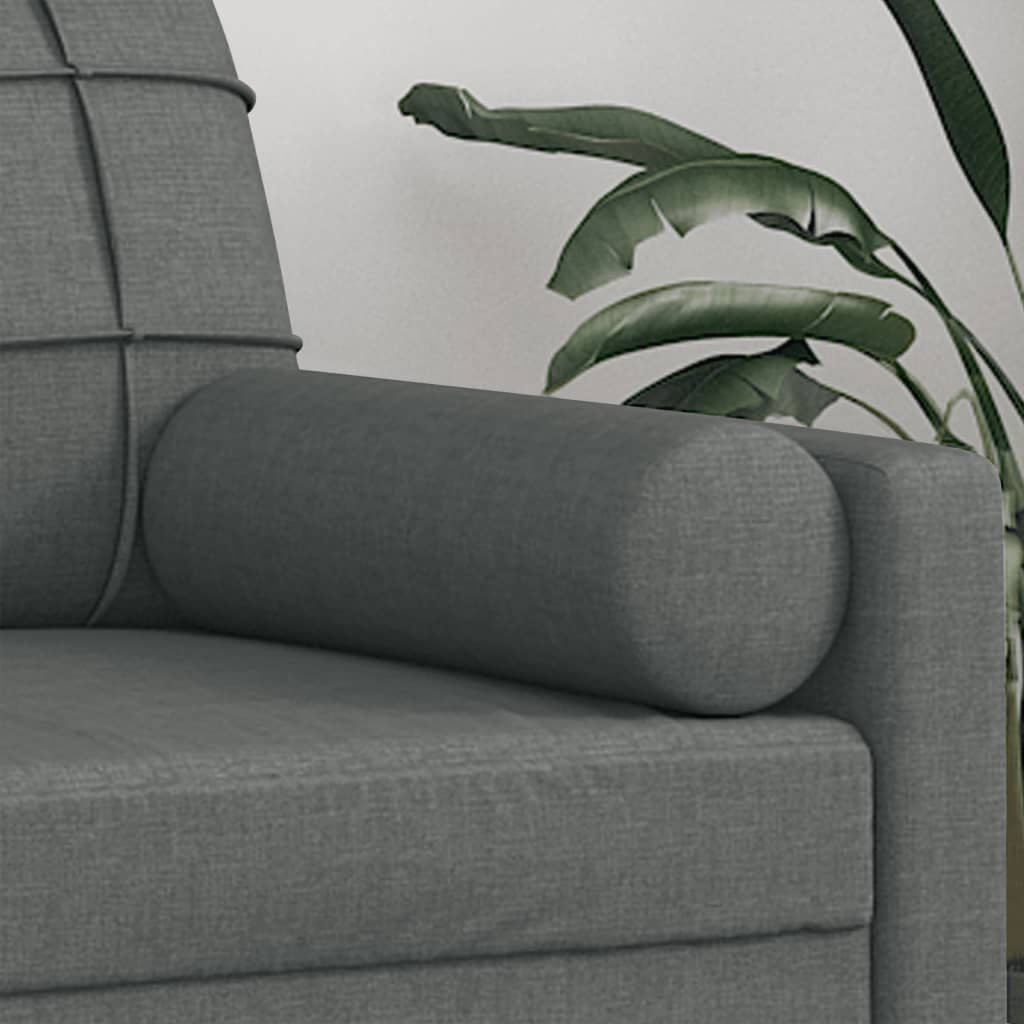 Vidaxl Decorative Cushions, 2 Pcs, Dark Gray, Ø15X50 Cm, Fabric