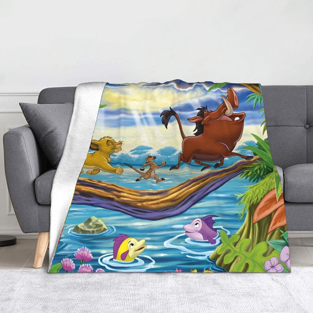 The Lion King Simba Friends Mufasa Blankets Flannel Funny Breathable Throw Blankets for Coverlet Textile Decor