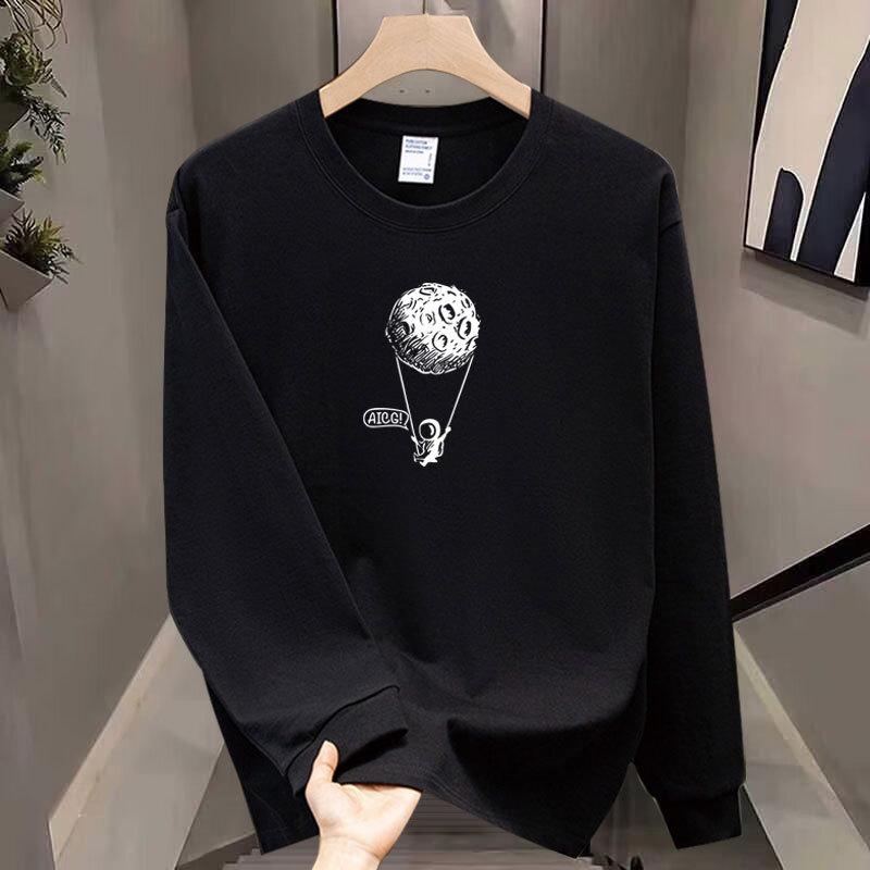 American Trendy Brand Threaded Cuffs Long-Sleeved Pure Cotton Men'S Bottoming Shirt T-Shirt Trendy Autumn And Winter Men'S And Women'S Tops
