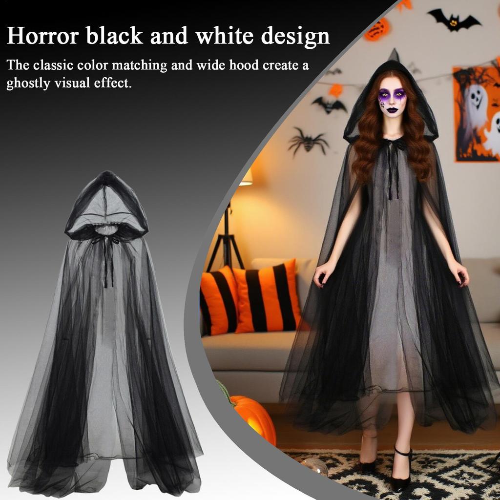Hooded Cloak Costume Spooky Hooded Robe Cloak For Cosplay Halloween Cosplay Costume For Masquerade Balls Photography Party Fancy