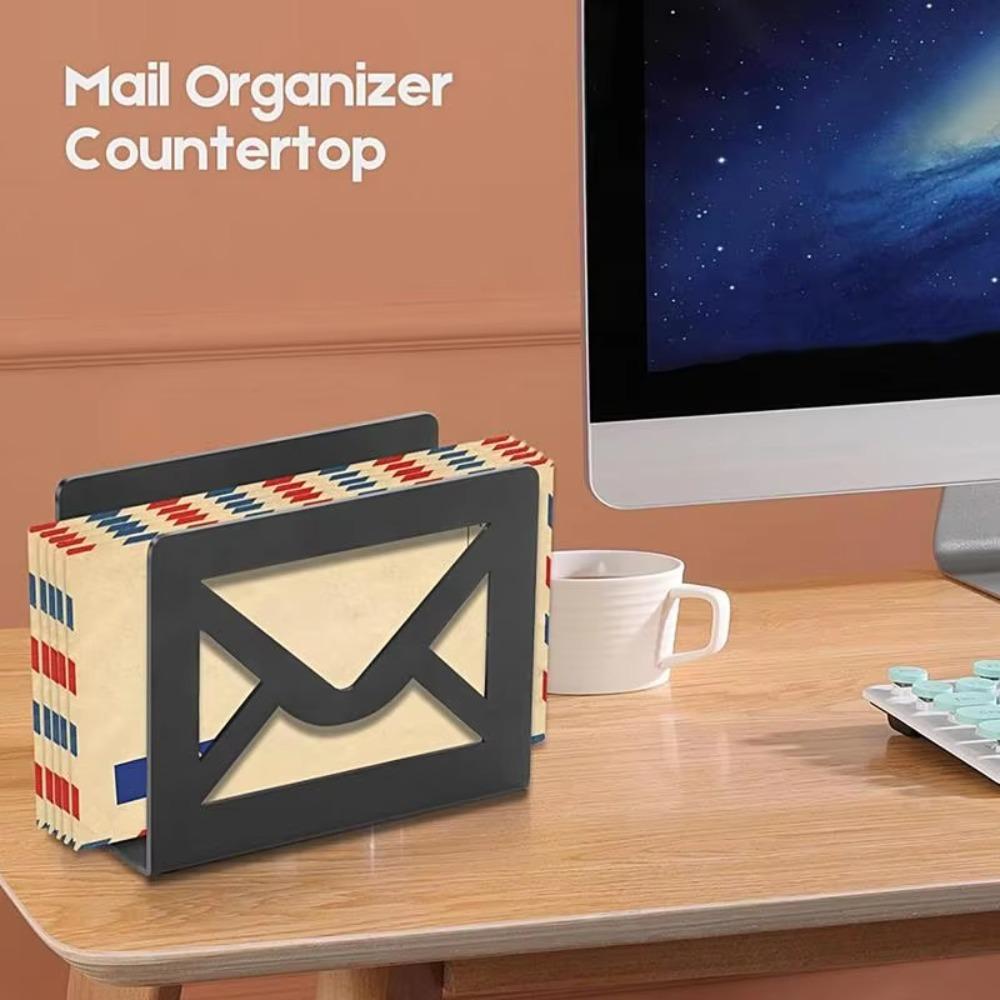 Iron Letter Holder Black Desk Sorter Modern Tissue Storage Box  Office