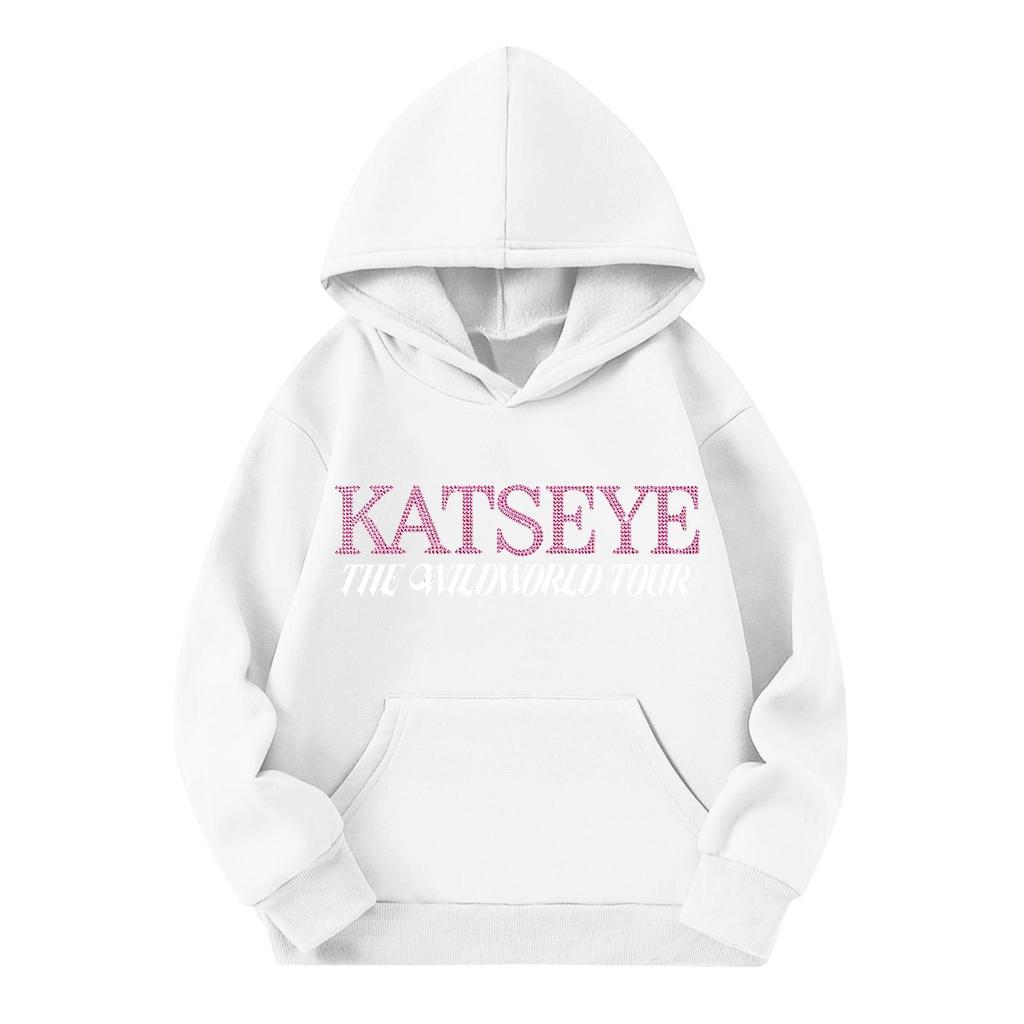 Girls' Fashion Long-Sleeve Hooded Sweatshirt with Print and Pockets