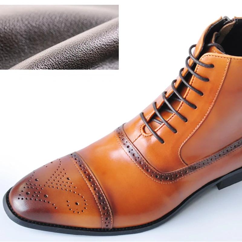 Stivali di Lusso da Uomo Retro Oxfords Scarpe in Pelle da Uomo Stivaletti Business Alta Qualità Stivali Chelsea da Uomo Scarpe Brogue Taglia 39-47