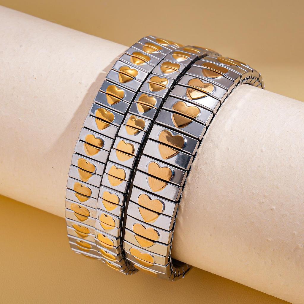 Edelstahl Herz Patchwork Armband - Schlichtes, Vielseitiges, Modisches Design