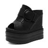 803-19 Slope heel high heels 14CM inner height increase thick sole fish mouth shoes waterproof table belt buckle fashionable cool slippers women
