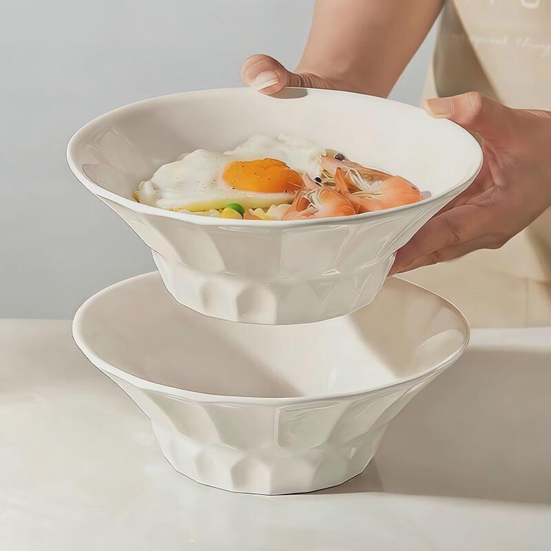 IJARL White Porcelain Noodle & Soup Bowls (Set of 2)