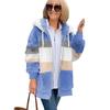 Fuzzy Fleece Jacket for Women Fluffy Sherpa Zip-Up Cardigan Fall Winter Warm Drawstring Hooded Coat with Pockets