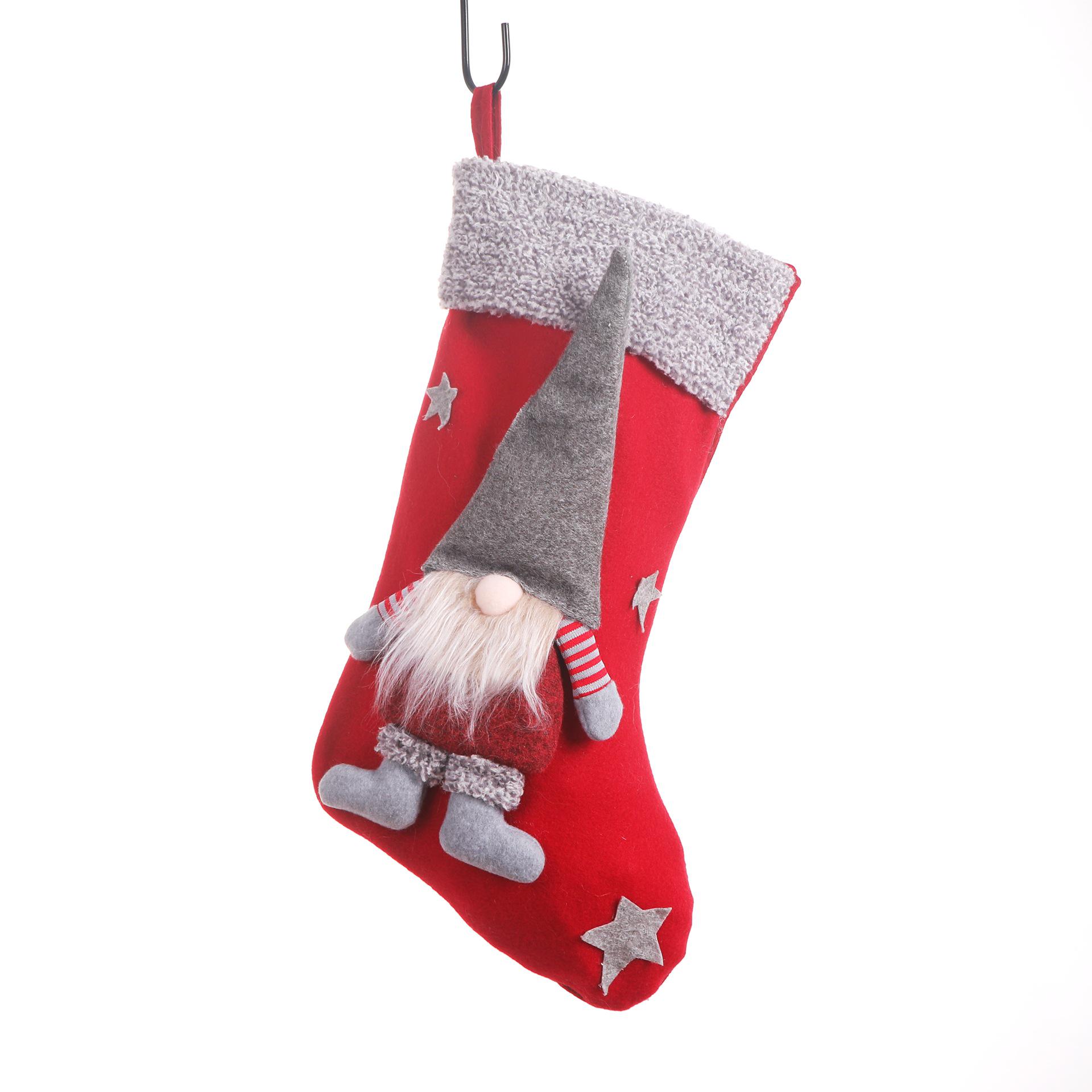 Festive Christmas Gnome Stocking Gift Bag: Large Faceless Old Man Design