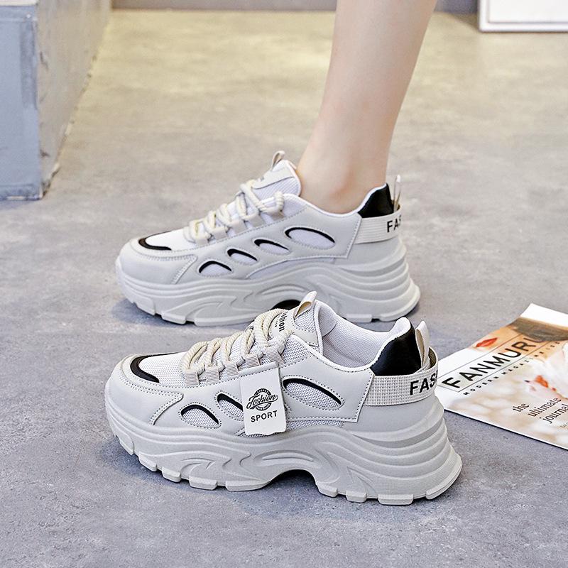 Women's 2025 Spring Thick-Soled Casual White Dad Shoes T73