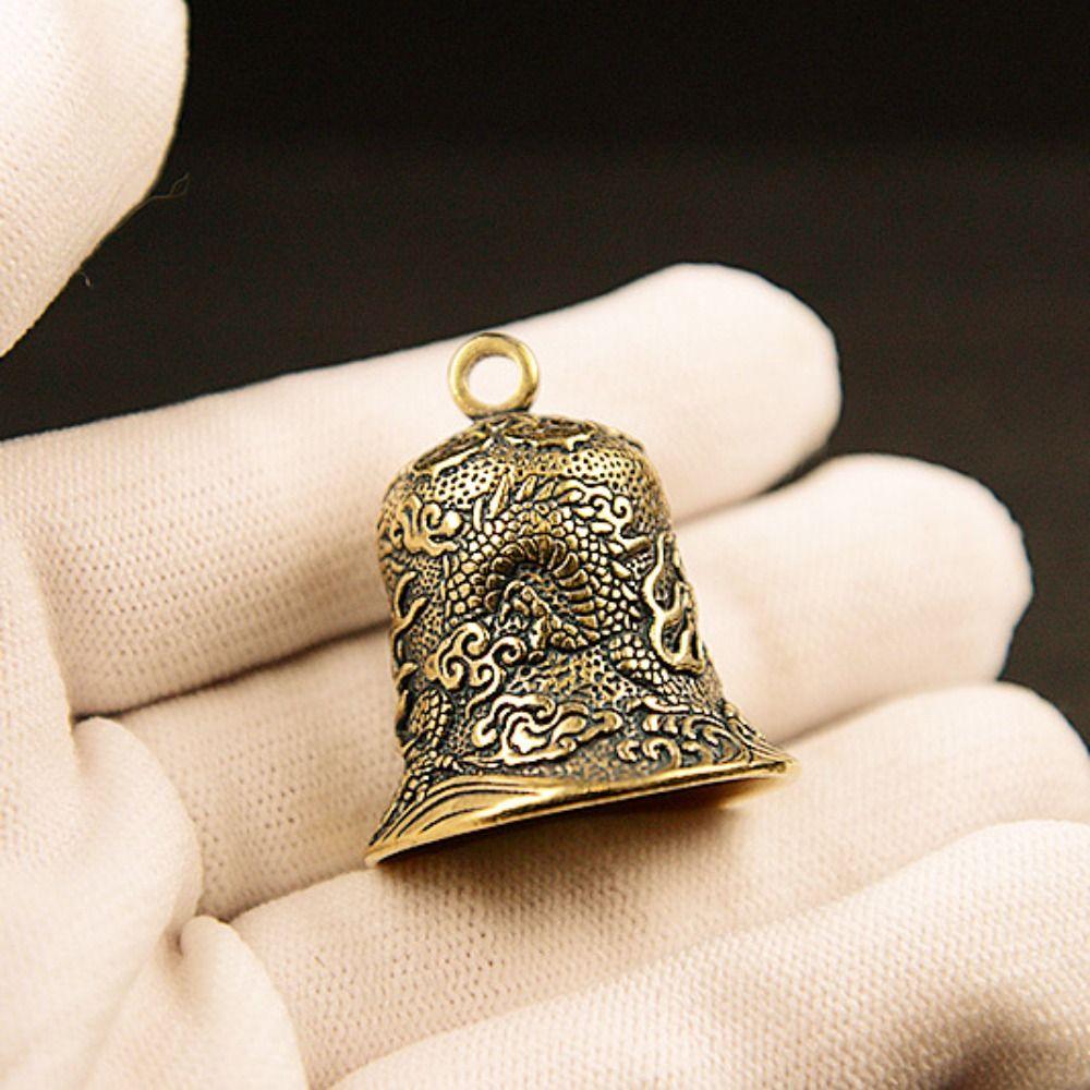 Exquisite Biker Good Luck Charm Carved Dragon Totem Evil Spirit Trap Bell Bronze Bell  Men's Gift