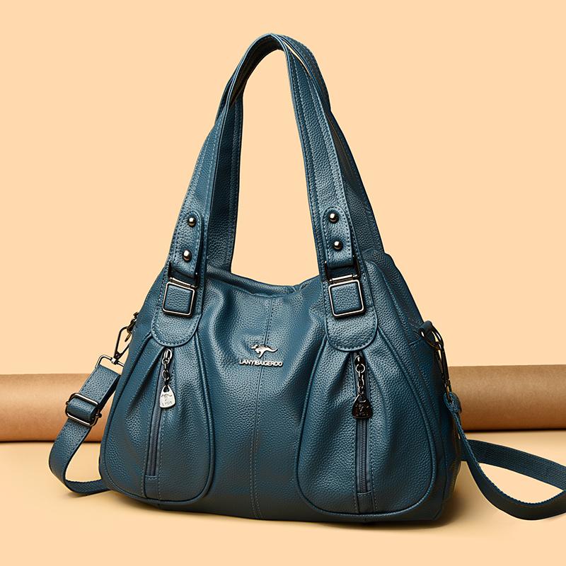 Soft leather pleated shoulder bag Crossbody tote women's bag